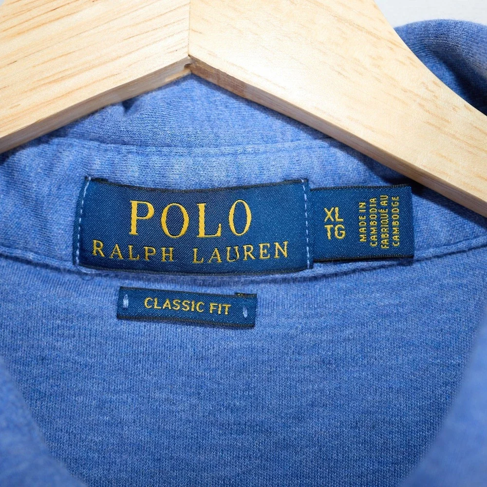 Polo Ralph Lauren Mens XL Classic Fit Blue Heather Short Sleeve Cotton Polo